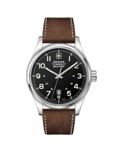 Wenger Men's Quartz Watch - Terragraph II Black Dial Brown Leather Strap | 79315C paiement sécurisé