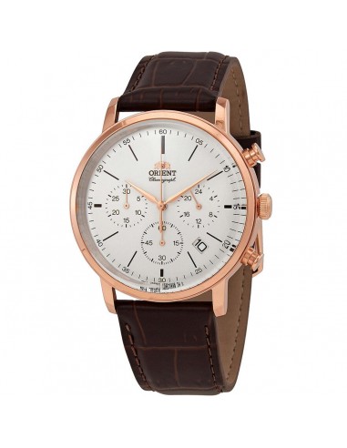 Orient Men's Chronograph Watch - Sports Silver Dial Leather Strap | RA-KV0403S10B rembourrage situé sous