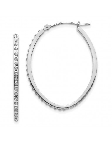 14k White Gold Diamond Fascination Oval Hinged Hoop Earrings s'inspire de l'anatomie humaine