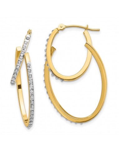 14k Diamond Fascination Hinged Double Hoop Earrings Comparez plus de prix