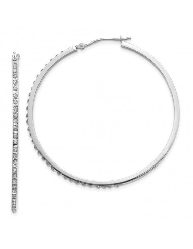 14k White Gold Diamond Fascination Lg Round Hinged Hoop Earrings Jusqu'à 80% De Réduction