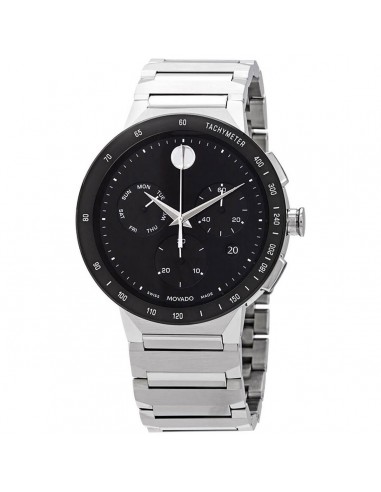 Movado Men's Chronograph Watch - Sapphire Black Dial Silver Tone Bracelet | 0607239 livraison et retour toujours gratuits