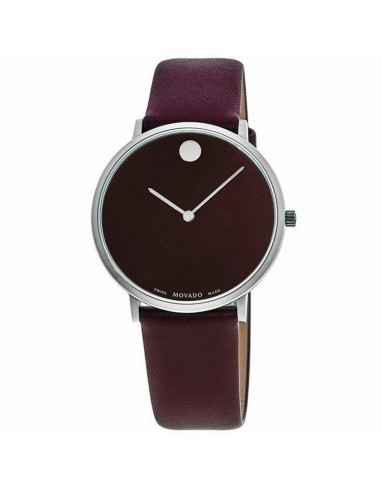 Movado Men's Watch - Modern 47 Silver Tone Case Brown Dial Leather Strap | 0607256 brillant des détails fins