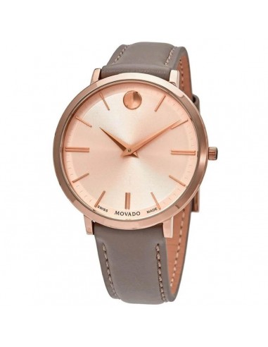 Movado Women's Quartz Watch - Ultra Slim Rose Gold Case Grey Leather Strap | 0607374 Voir les baskets