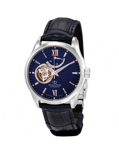 Orient Men's Automatic Watch - Star Open Heart Dial Blue Leather Strap | AT0006L00B Pour