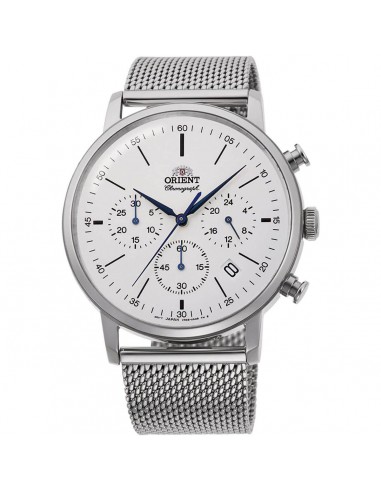 Orient Men's Chronograph Watch - Classic White Dial SS Mesh Bracelet | RA-KV0402S10B ou a consommer sur place