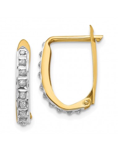 14k Diamond Fascination Leverback Hinged Hoop Earrings acheter