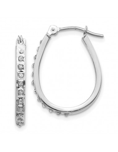 14k White Diamond Fascination Oval Hinged Hoop Earrings JUSQU'A -70%! 