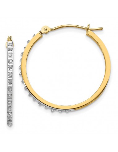 14k Diamond Fascination Round Hinged Hoop Earrings livraison gratuite