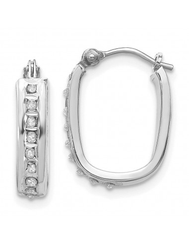 14k White Gold Diamond Fascination Squared Hinged Hoop Earrings à prix réduit toute l'année