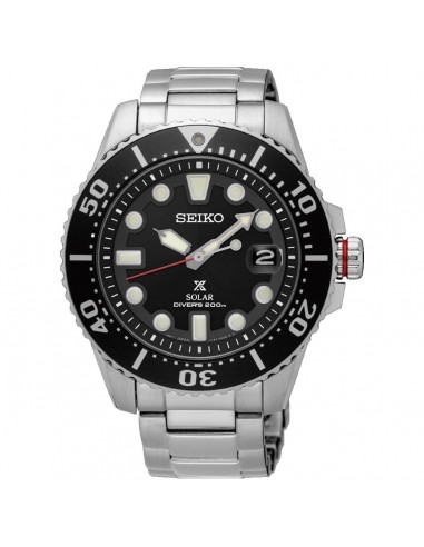 Seiko Men's Dive Watch - Prospex Solar Black Dial Stainless Steel Bracelet | SNE551P1 basket pas cher