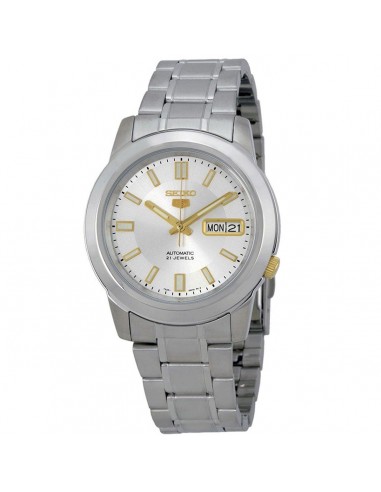 Seiko Men's Automatic Watch - Seiko 5 Day-Date Silver Tone Dial Bracelet | SNKK09K1 du meilleur 