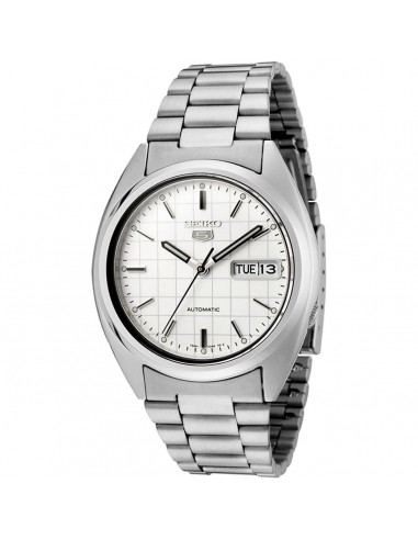 Seiko Men's Watch - Series 5 Automatic White Grid Dial Silver SS Bracelet | SNXF05K1 prix