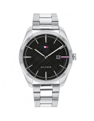 Tommy Hilfiger Men's Quartz Watch - Theo Black Dial Silver Steel Bracelet | 1710440 de pas cher