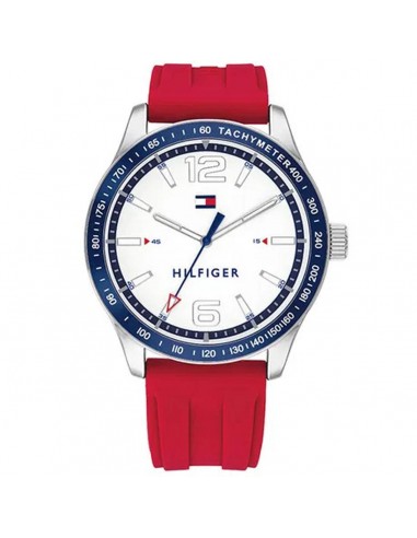 Tommy Hilfiger Men's Quartz Watch - Essentials White Dial Red Rubber Strap | 1791699 livraison gratuite