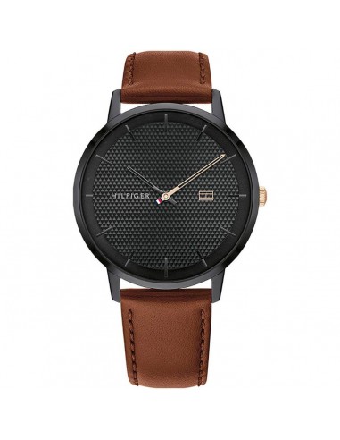 Tommy Hilfiger Men's Quartz Watch - James Black Dial Brown Leather Strap | 1791700 Découvrez la collection