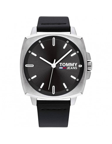 Tommy Hilfiger Men's Quartz Watch - Tommy Jeans Black Dial Leather Strap | 1791863 Profitez des Offres !