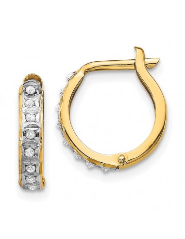 14k Diamond Fascination Round Hinged Hoop Earrings votre