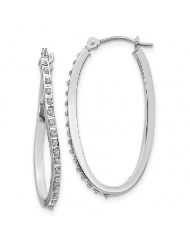 14k White Gold Diamond Fascination Twist Hinged Hoop Earrings sélection de produits