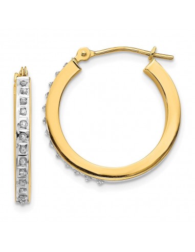 14k Diamond Fascination Round Hinged Hoop Earrings en ligne