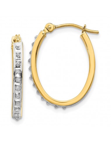 14k Diamond Fascination Oval Hinged Hoop Earrings chez Cornerstreet bien 