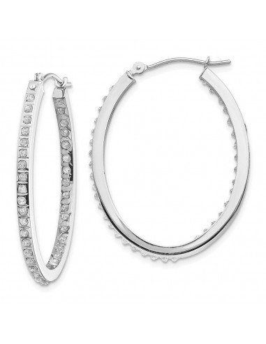 14k White Gold Diamond Fascination Oval Hinged Hoop Earrings 50-70% off 