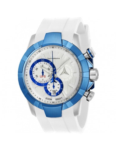 Technomarine Men's Chrono Watch - UF6 Blue and White Dial Silicone Strap | TM-615013 les ctes