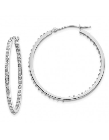 14k White Gold Diamond Fascination Round Hinged Hoop Earrings shop