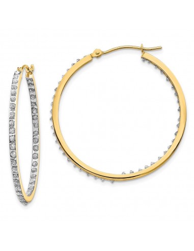 14k Diamond Fascination Round Hinged Hoop Earrings Les magasins à Paris et en Île-de-France