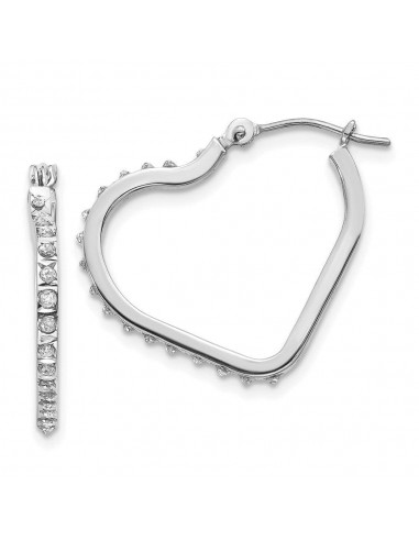 14k White Gold Diamond Fascination Heart Hinged Hoop Earrings Comparez plus de prix