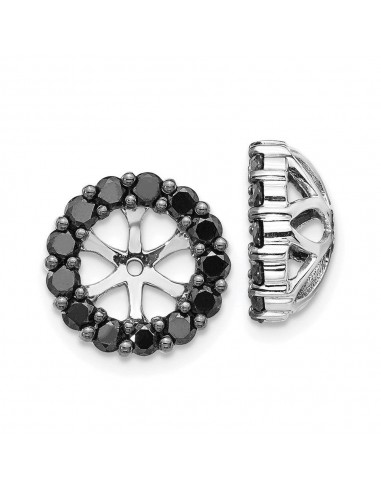 14K White Gold Black Diamond Earring Jackets plus qu'un jeu 