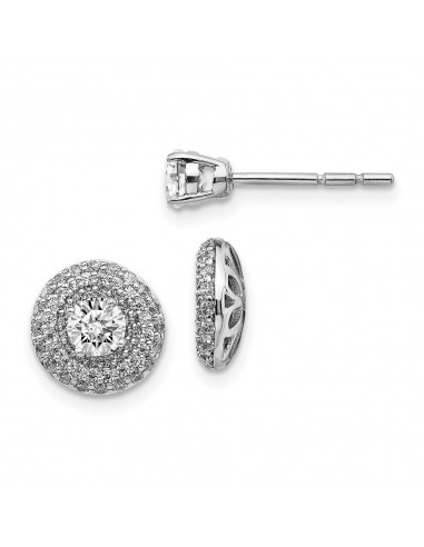 14k White Gold Diamond Jacket w/Stud Semi-mount Earrings sur le site 