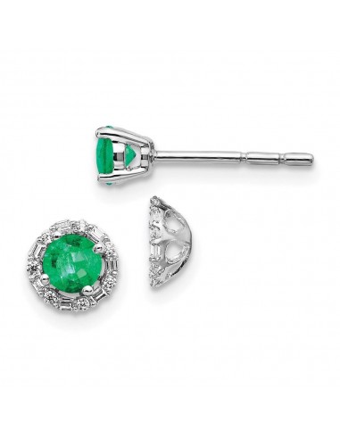 14k White Gold Diamond & Emerald Earrings votre