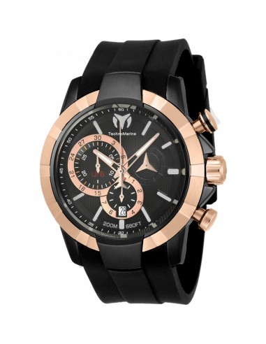 Technomarine Men's Chronograph Watch - UF6 Black and Rose Gold Dial Strap | TM-615014 paiement sécurisé