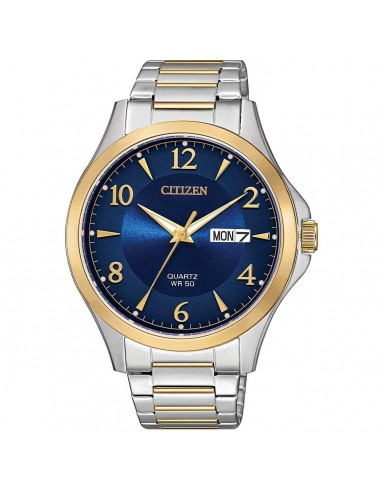 Citizen Men's Quartz Watch - Dress Day-Date Blue Dial Two Tone Bracelet | BF2005-54L Dans la société mordern