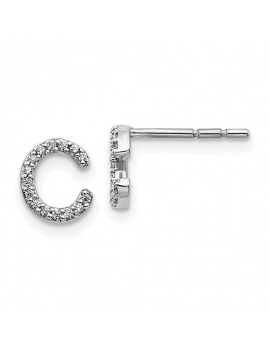 14k White Gold Diamond Initial C Earrings Comparez et commandez 