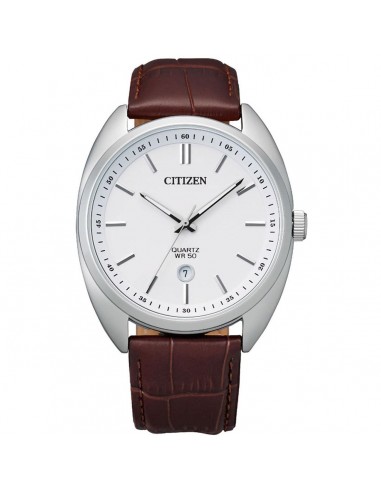 Citizen Men's Quartz Watch - White Dial Brown Leather Strap | BI5090-09A de pas cher