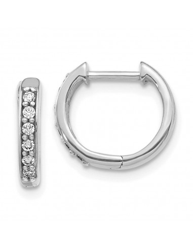 14k White Gold Diamond Hoop Earrings la chaussure