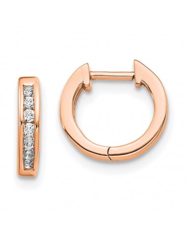 14k Rose Gold Polished Diamond Post Hoop Earrings sélection de produits