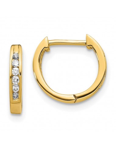 14K Gold Polished Diamond Hinged Hoop Earrings de l' environnement