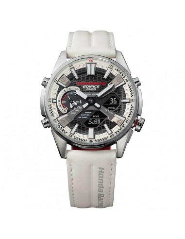 Casio Men's Analog-Digital Watch - Edifice White and Red Leather Strap | ECBS100HR-1A de la marque