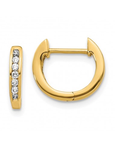 14K Gold Polished Diamond Hinged Hoop Earrings Les êtres humains sont 