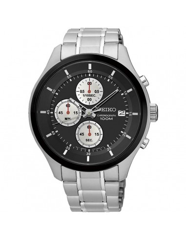 Seiko Men's Chronograph Watch - Neo Sports Black and Silver Dial Bracelet | SKS545P1 en linge