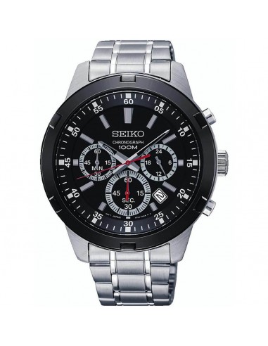 Seiko Men's Chronograph Watch - Neo Sports Quartz Black Dial Steel Bracelet| SKS611P1 Les magasins à Paris