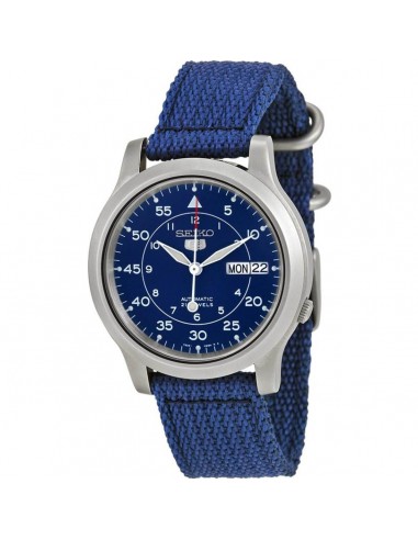 Seiko Men's Automatic Watch - 5 Sports Day-Date Blue Dial Nylon Strap | SNK807K2 est présent 