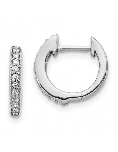 14k White Gold Diamond Hinged Hoop Earrings de pas cher