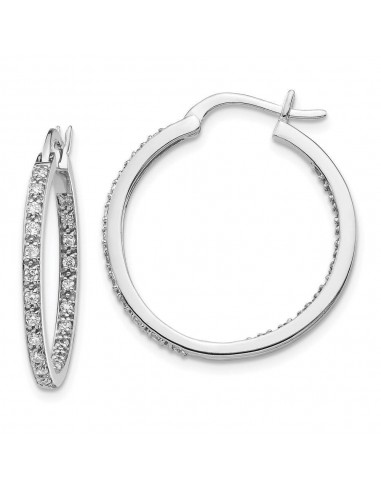 14k White Gold Diamond In/Out Hoop Earrings Les êtres humains sont 