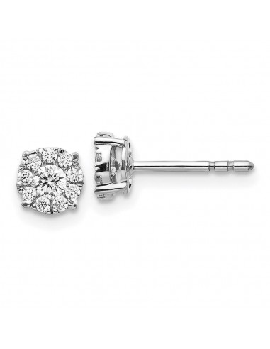 14K White Gold Diamond Cluster Post Earrings sur le site 