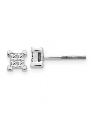 14k White Gold Princess Diamond Screwback Earrings l'évolution des habitudes 