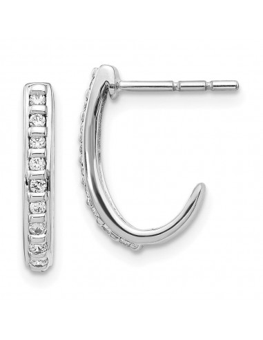 14K White Gold Diamond J-Hoop Post Earrings Véritable concentré